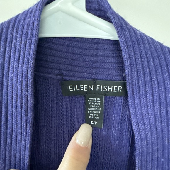 EILEEN FISHER 100% Merino Wool Open Cardigan Sweater Women S Purple Italian Yarn - Picture 2 of 11
